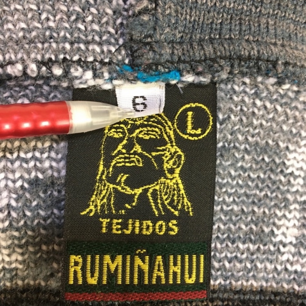 Tejidos Ruminahw Alpacas Aztec Hooded Jacket Gray Black Men’s Small - Picture 4 of 5